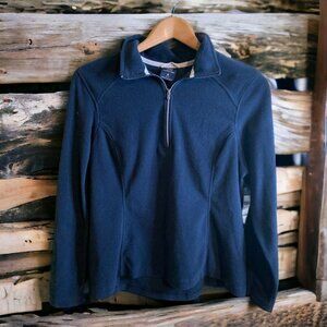 Lands End Womens Medium Navy Blue 1/4 zip Pullover  Polartech Gorpcore